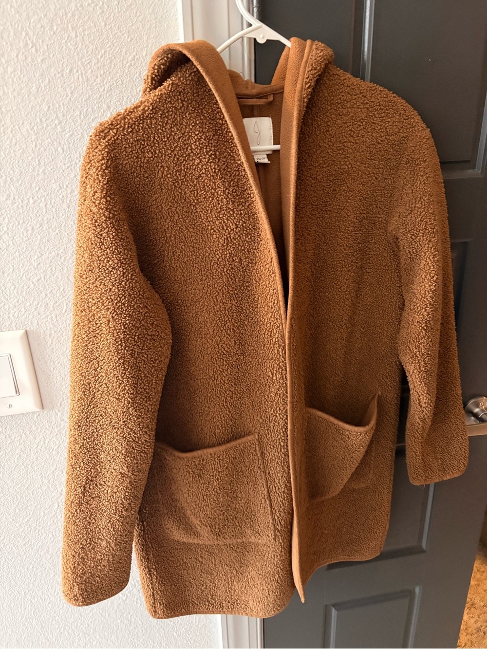Women's Hooded Teddy Coat in Camel